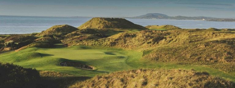 Image overlooking the fairways and links dunes at The European Golf Club, Ireland