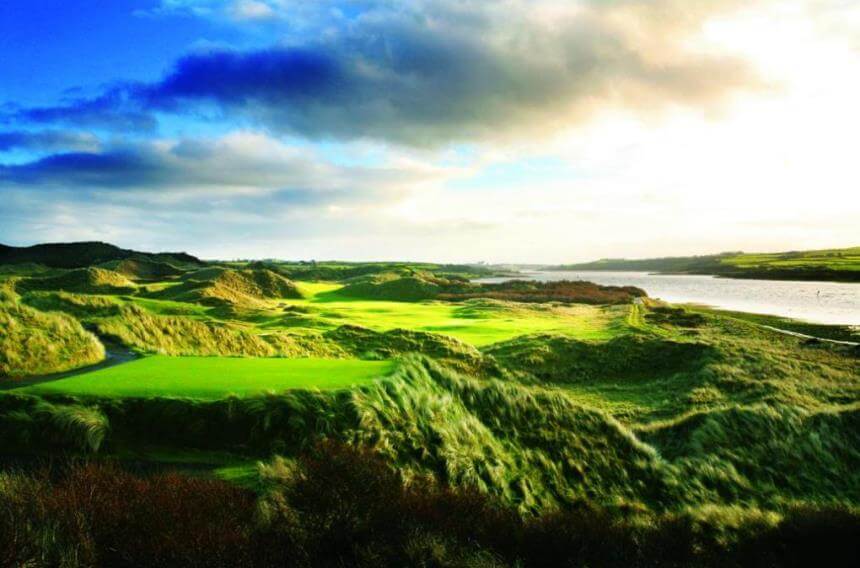 Image depicting the 5th tee box on the Riverside course at Portstewart Golf Club in Northern Ireland