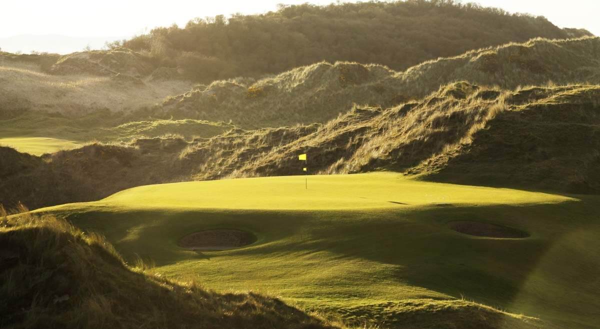 Image displaying an elevated green on the Riverside course at Portstewart Golf Club in County Antrim, Northern ireland