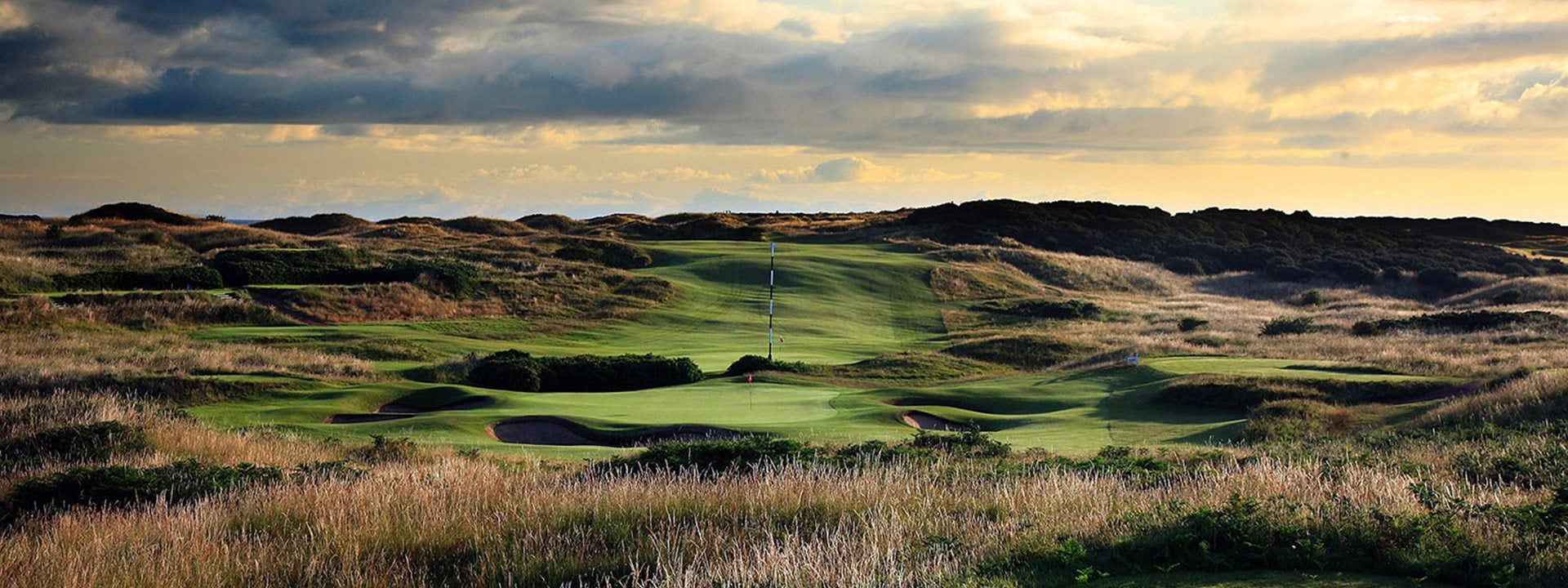 Panoramic view of the Royal Portrush Dunluce Golf Course, Portrush, County Antrim, Northern Ireland