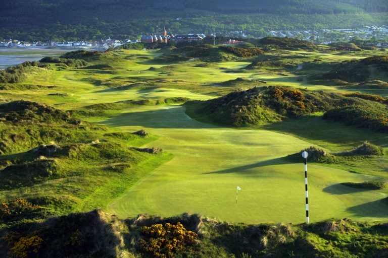 Image overlooking the par-4 3rd hole at Royal County Down Golf Club, Northern Ireland