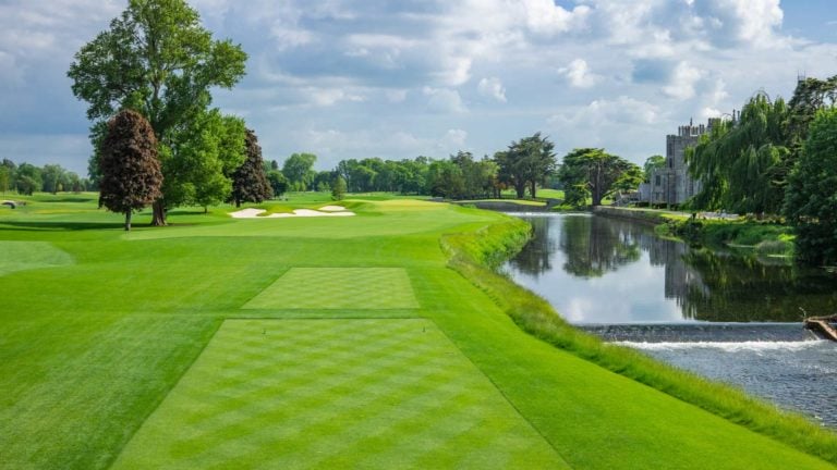 Image of the tee boxes looking down the 15th fairway at Adare Manor, County Limerick, Ireland, Europe