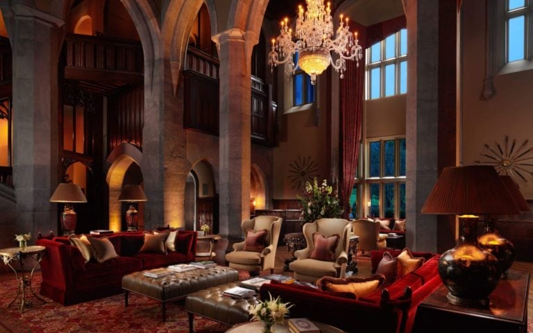 Interior image of the old fashioned lobby at Adare Manor, County Limerick, Ireland, Europe