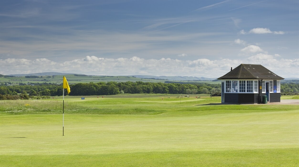 Image of a halfway house on the Gullane No. 3 Golf Course, East Lothian, Scotland, United Kingdom