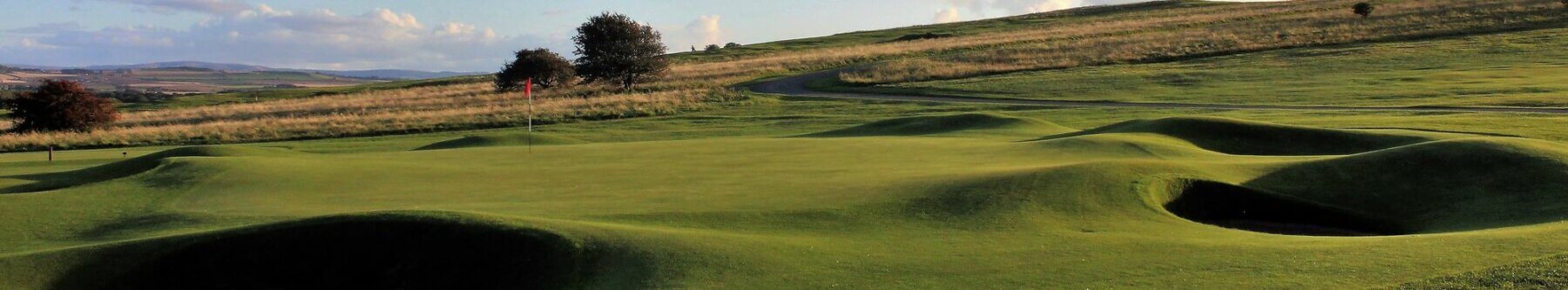 Image of a pot bunker and green at Gullane No.2 Golf Course, East Lothian, Scotland, United Kingdom