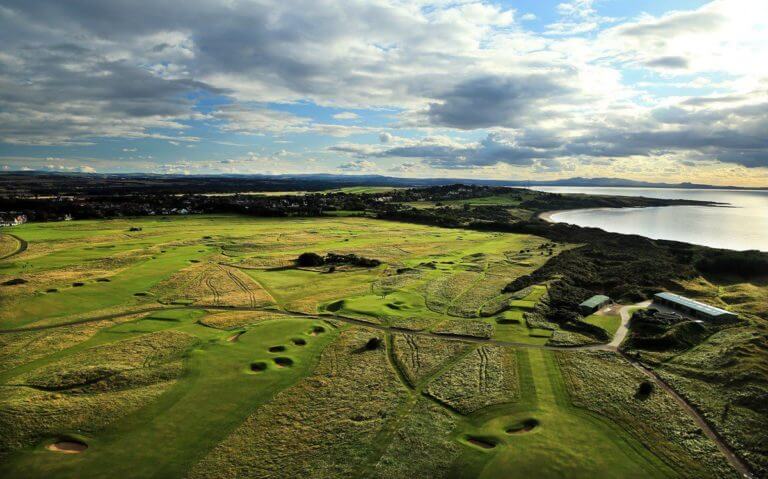 Aerial image of the Gullane Golf Course, Scotland