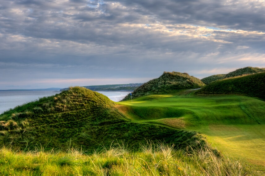 Image displaying the height of the dunes on the 16th hole of the Cashen Golf Course at Ballybunion, County Kerry, Ireland