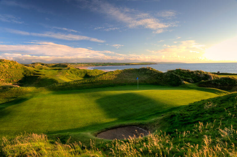 Image overlooking the 10th multi-tiered green on the Cashen Golf Course at Ballybunion, County Kerry, Ireland