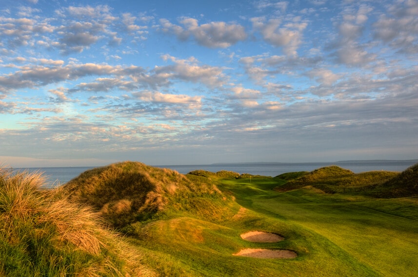 Image looking up the fairway on the 10th hole of the Cashen Golf Course at Ballybunion, County Kerry, Ireland