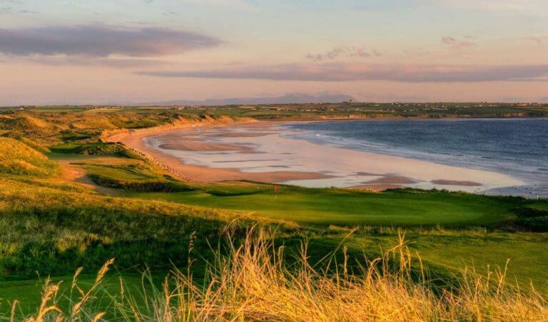 Image depicting the 10th and 11th holes and nearby beach on the Old Golf Course at Ballybunion, County Kerry, Ireland