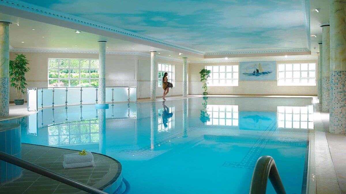 Image depicting the indoor pool of Roman influence at Wolseley Resort, County Carlow, Ireland, Europe