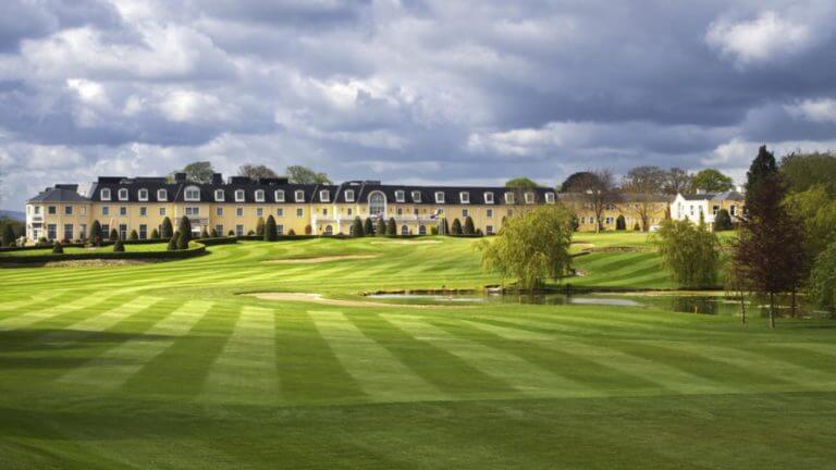Image depicting the 18th hole and main building exterior at Wolseley Resort, County Carlow, Ireland, Europe