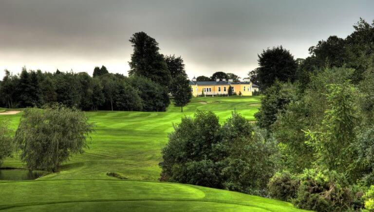 Image of the 1st green looking back at the buildings at Wolseley Resort, County Carlow, Ireland, Europe