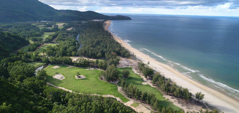 Aerial image overlooking the Laguna Lang Co Golf Club, Da Nang, Vietnam