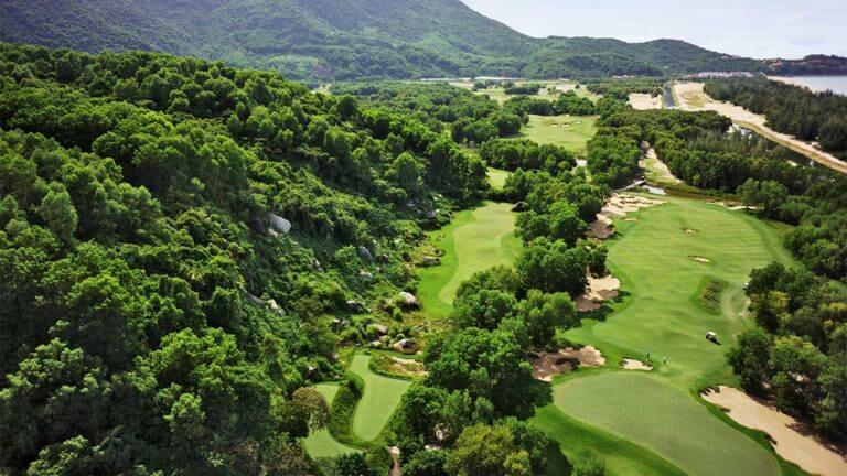 Image overlooking the 11th and 7th hole sat Laguna Lang Co Golf Club, Da Nang, Vietnam