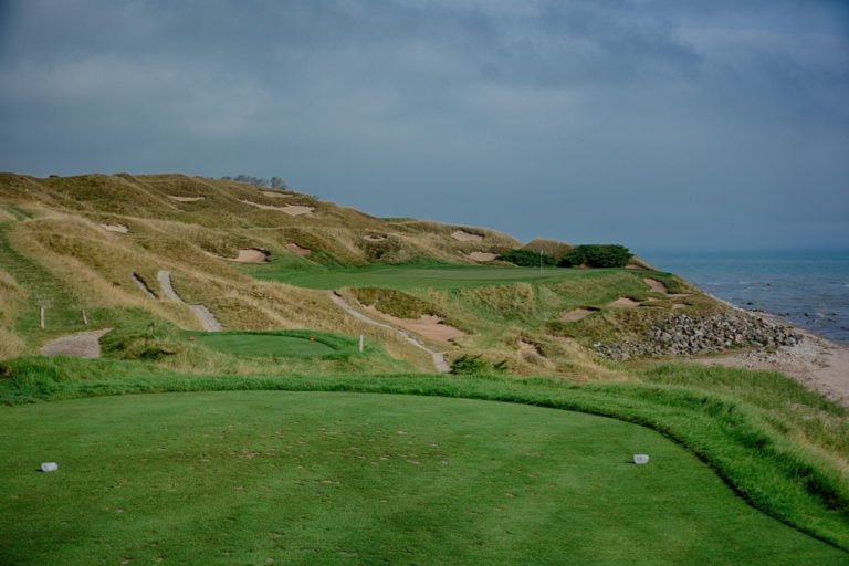 Image of the 7th tee on The Straits course at Whistling Straits, Destination Kohler, Sheboygan, Wisconsin, USA