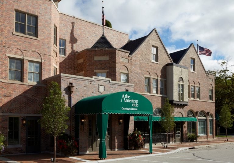 Image of the Carriage House Entrance and brick building at Destination Kohler, Wisconsin, USA