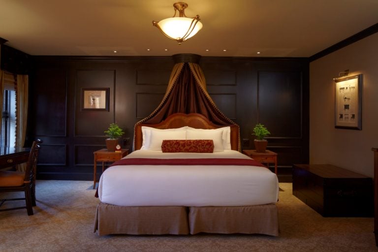 Image of a King Bed inside an American Club King Room at Destination Kohler, Wisconsin, USA
