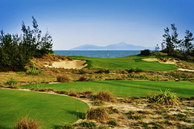 Image of the signature par-3 16th hole on the BRG Golf Course in Danang, Vietnam