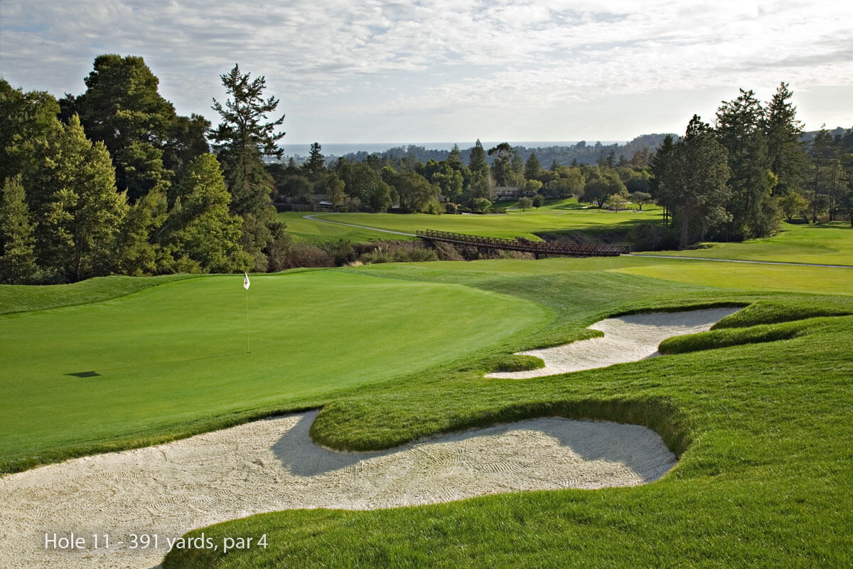 Image displaying the green looking back down the fairway on the 11th hole at Pasatiempo