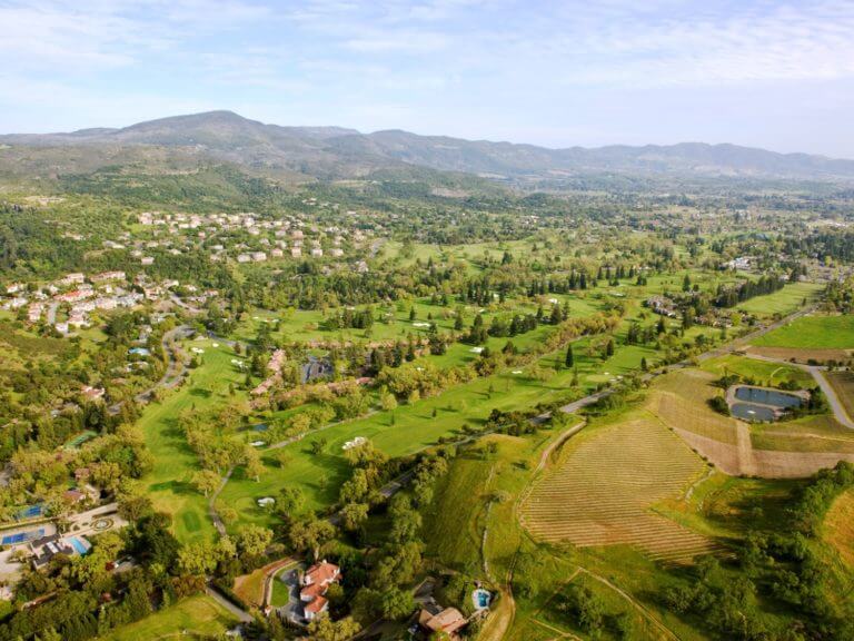 Aerial view of the Silverado Resort complex in California