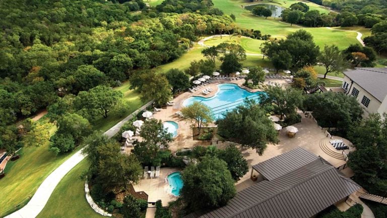 Aerial view of outside resort pools at Omni Barton Creek Resort