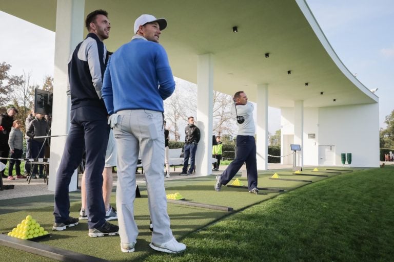 Sergio Garcia at the practice range at PGA Catalunya Resort