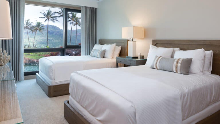 A twin bedroom option is available for guests at Timbers Resort in Kauai