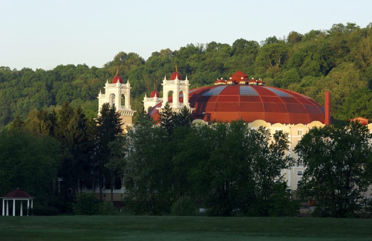External view of the West Baden red hotel roof at French Lick Golf Resort, Indiana