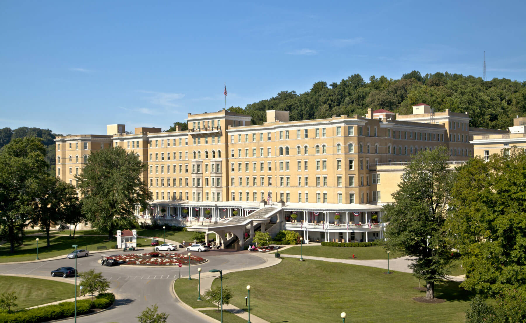 Overlooking the front entrance to the French Lick Golf Resort, Indiana