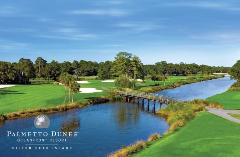 A large river separates the eleventh green from its fairway on the Fazio Course at Palmetto Dunes, Hilton Head