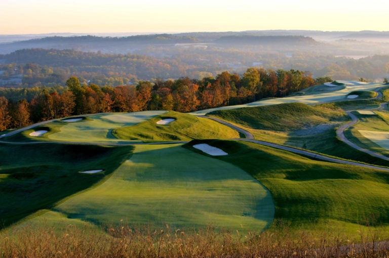 Overlooking the golf course and surrounding forest at Indiana's French Lick Golf Resort