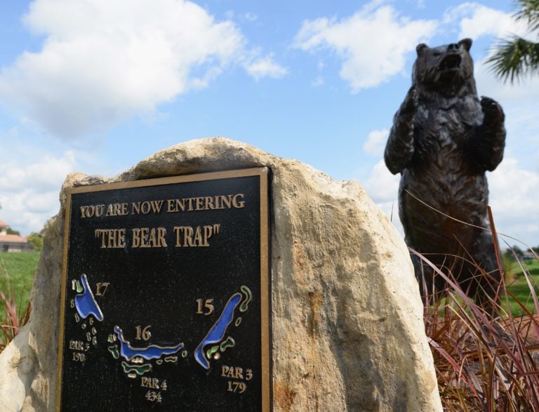 Famous Bear statue of Jack Nicklaus 'The Bear Trap' at PGA National Golf Club