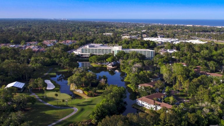 Aerial view of the Sawgrass Marriott Golf Resort & Spa in Florida
