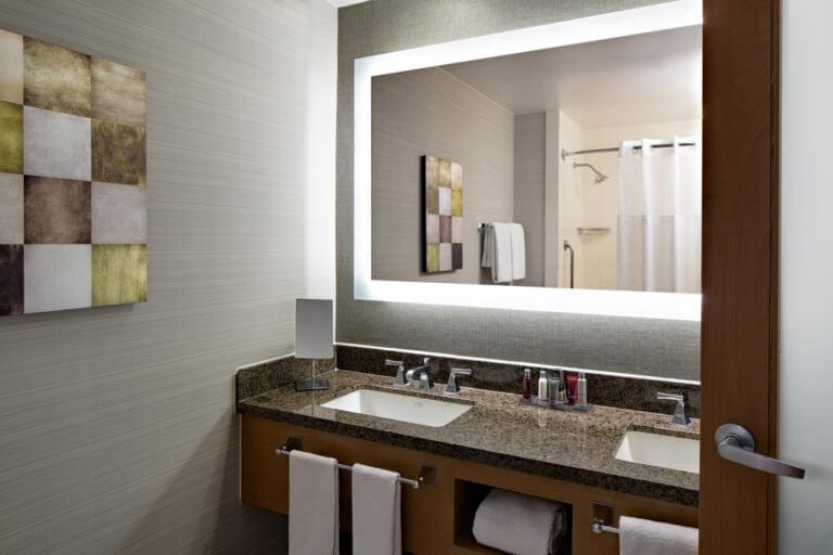 A contemporary design adorns bathrooms in the bedrooms at Sawgrass Marriott Golf Resort & Spa