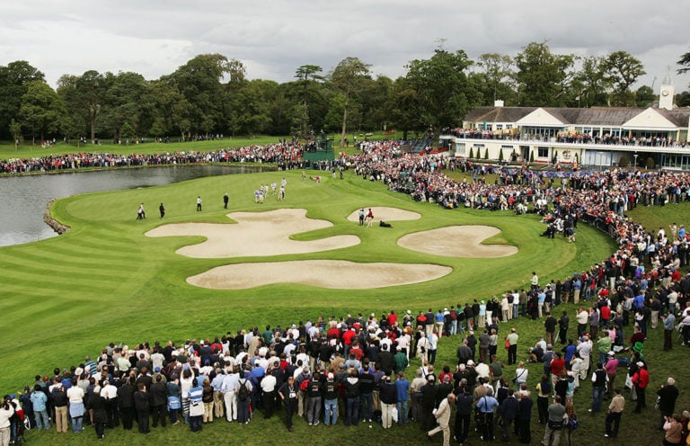 View of the eighteenth hole at The K Club Golf Resort during the 2006 Ryder Cup