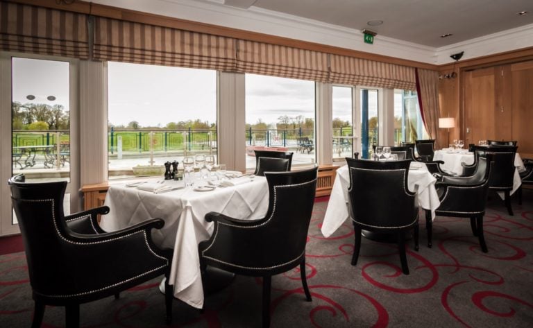 Interior view of the Legends Restaurant dining area at The K Club golf clubhouse in Ireland