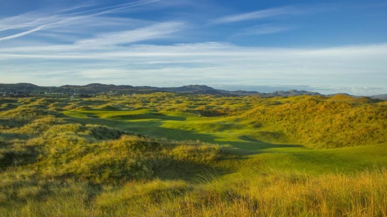 Undulating hills comprise the base of the golf courses at Rosapenna Golf Resort, Ireland