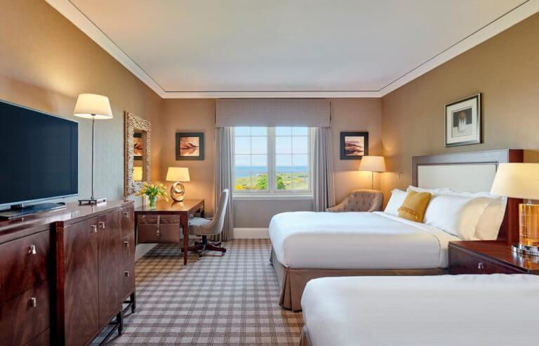 Interior view of a Deluxe Double Room Twin Occupancy with sea-views at The Fairmont, St Andrews