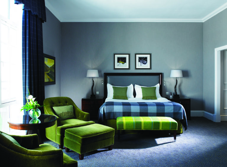 Green and blue colours adorn the bedrooms at The Fairmont, St Andrews