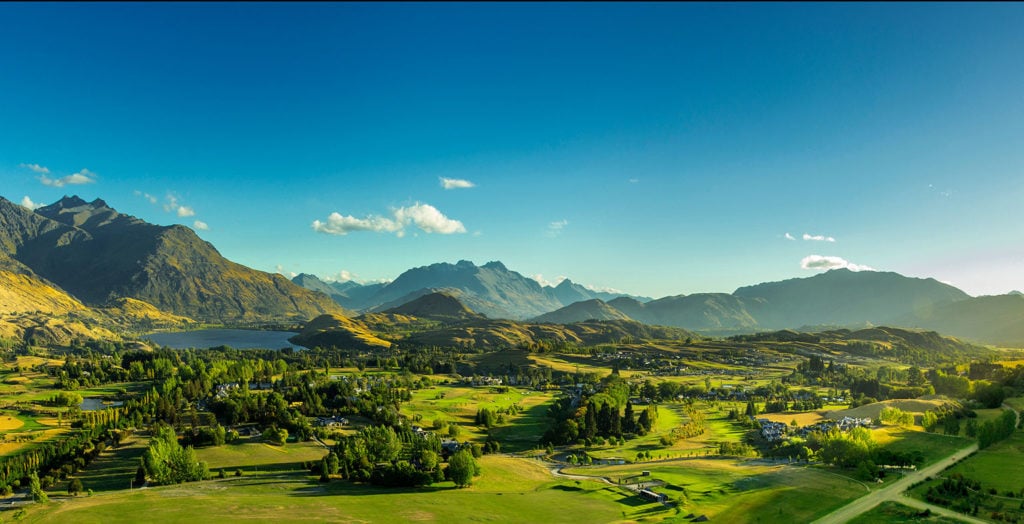 Landscape view of the Millbrook Valley near Queenstown, New Zealand