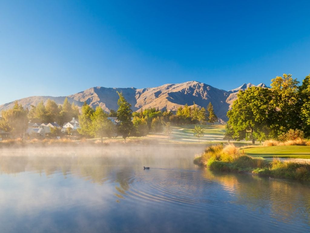 Image of mist rising over Arrowtown's Millbrook golf course