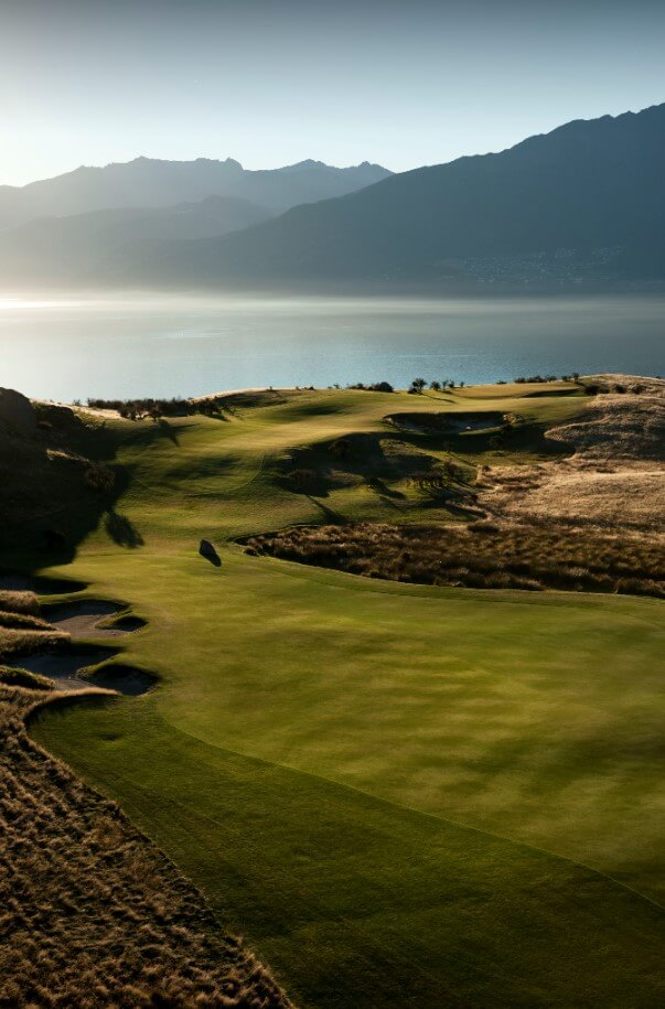 Portrait image of a the Remarkables Mountain Range behind Jack's Point, Queenstown