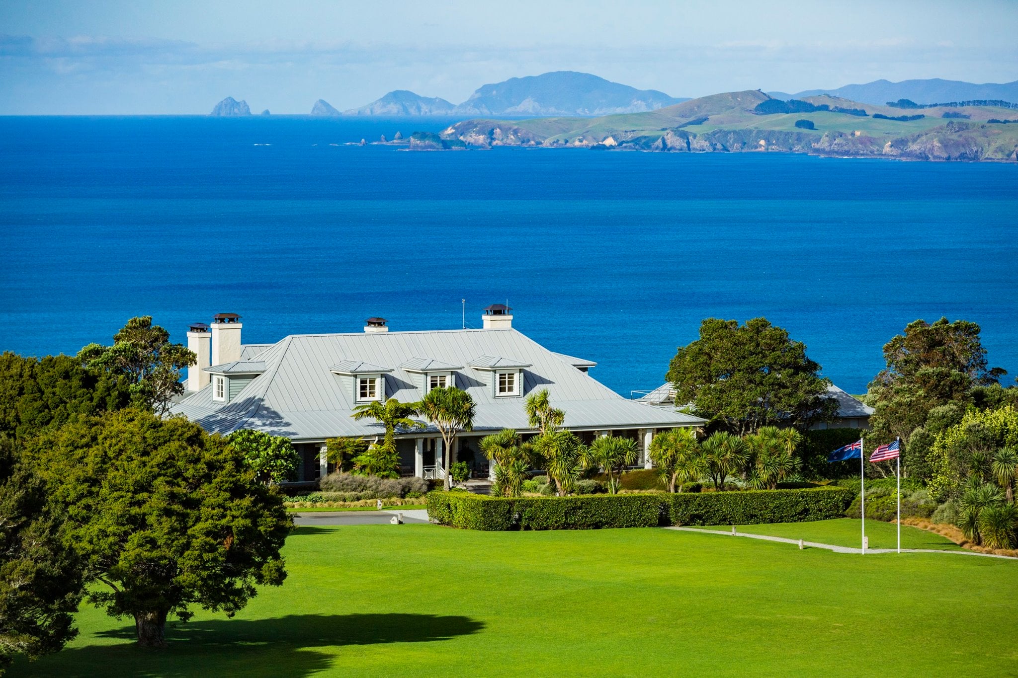 Image overlooking the Lodge at Kauri Cliffs and Matauri Bay, New Zealand