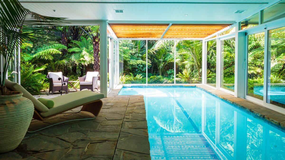 Image displaying a 25-metre pool at Kauri Cliffs Golf Resort
