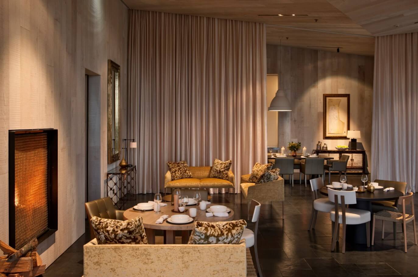 Interior view of the fine dining restaurant at The Kinloch Club, New Zealand