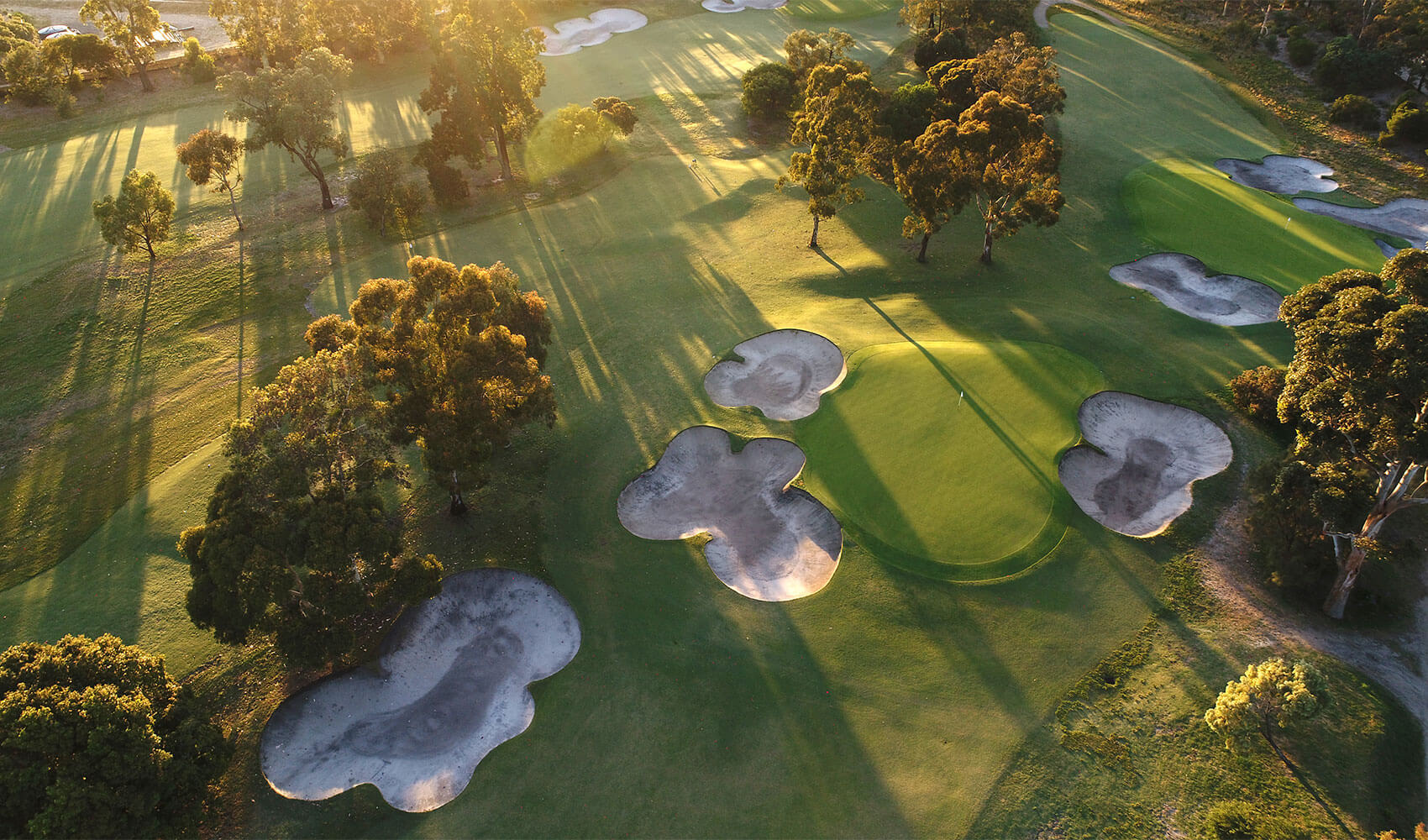 Birds-eye-view of the golf course at Commonwealth Golf Club in Melbourne