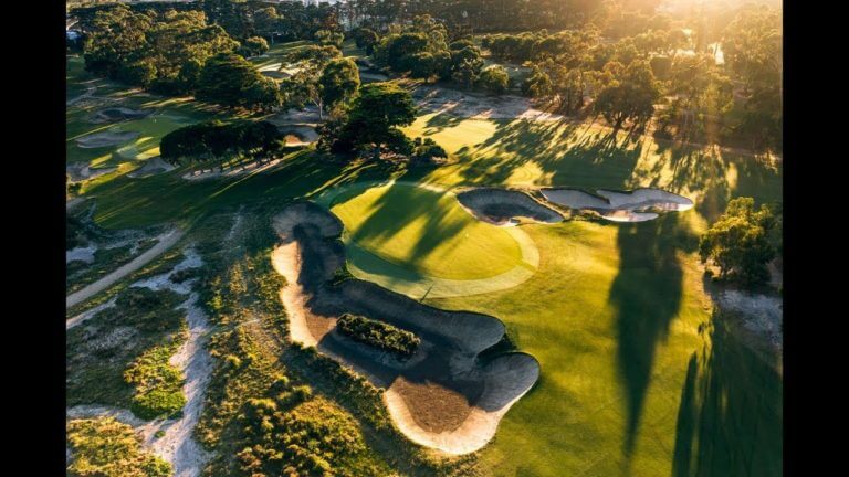 Golfers can expect enormous bunkers and plateaued greens at Victoria Golf Club in Melbourne