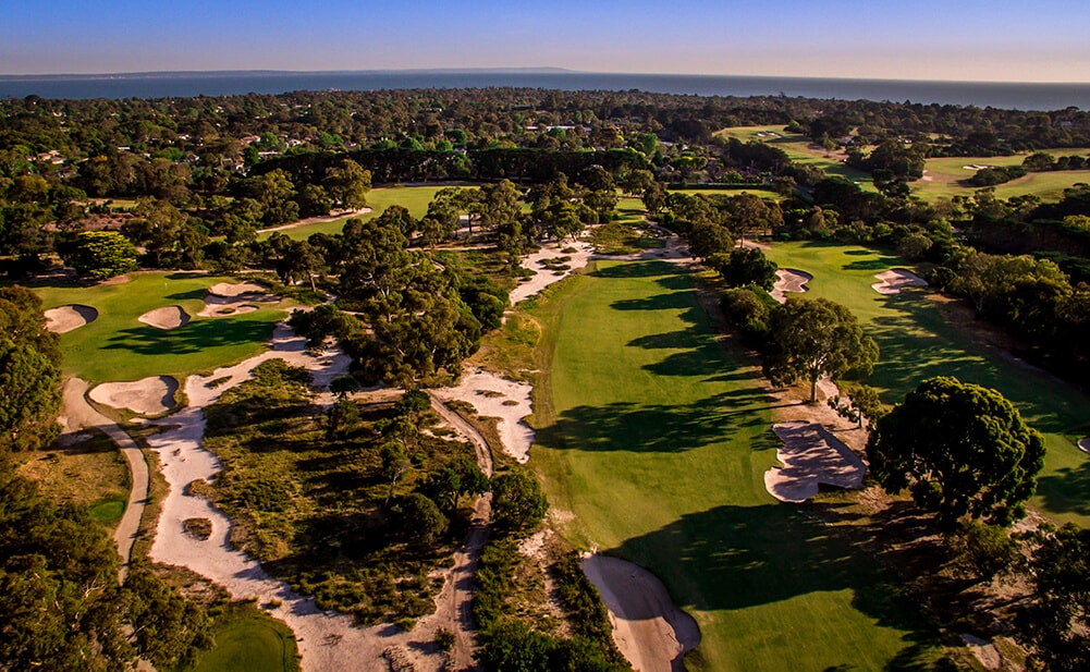 Native trees line each fairway on the Sandbelt Victoria Golf Club