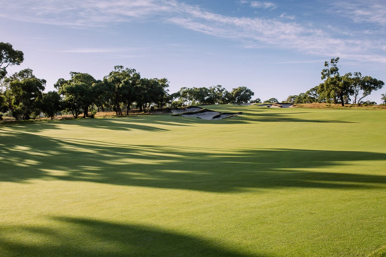 Wide fairways lead up a gentle slope at the North Course Peninsula Kingswood Country Club